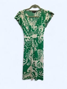 Vintage Y2K Rampage Green & Cream Floral V-Neck Dress